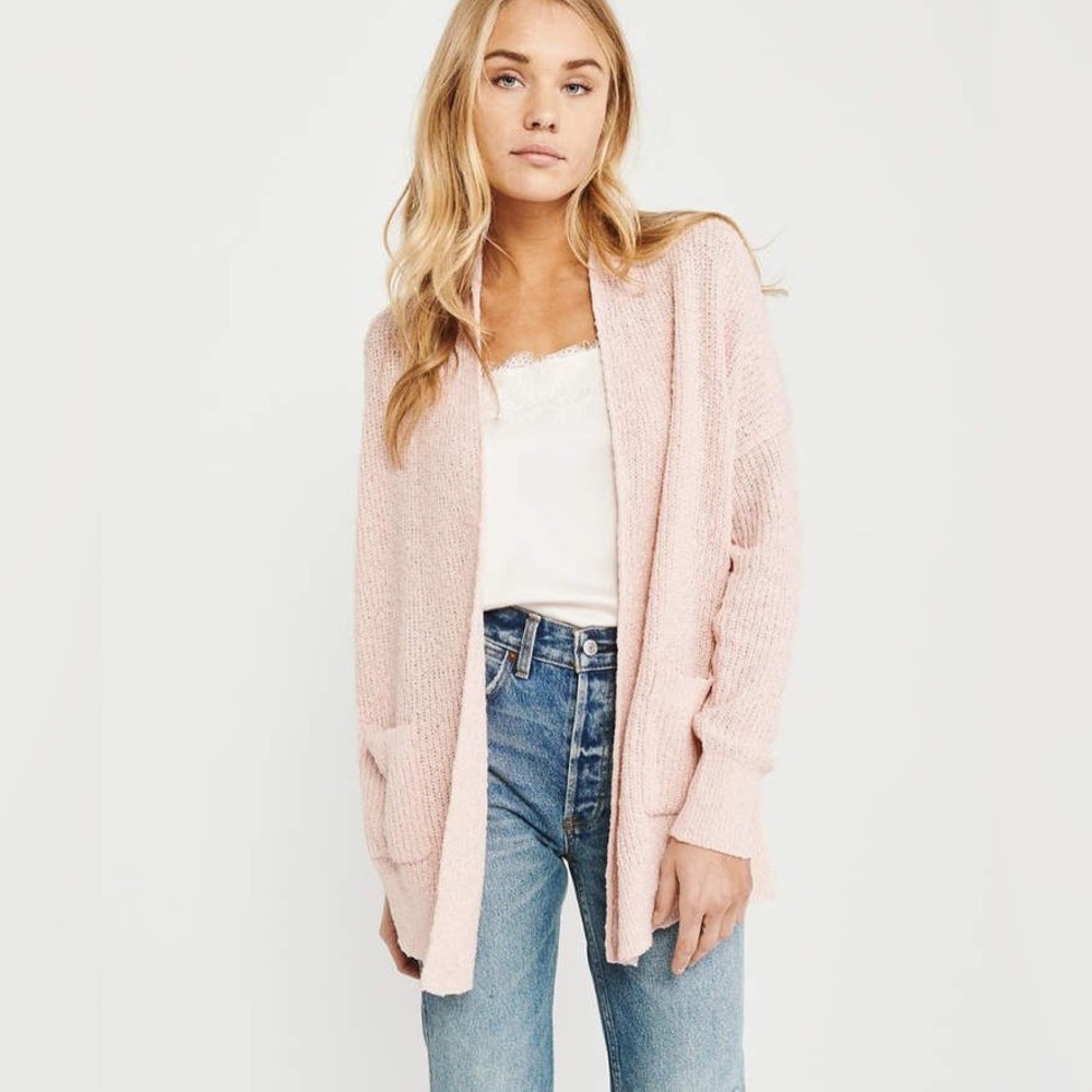 Abercrombie baby pink cardigan L